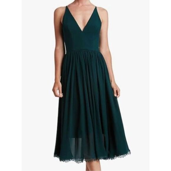 Dress the Population Alicia Plunging Fit Flare Midi Dress - Picture 2 of 7